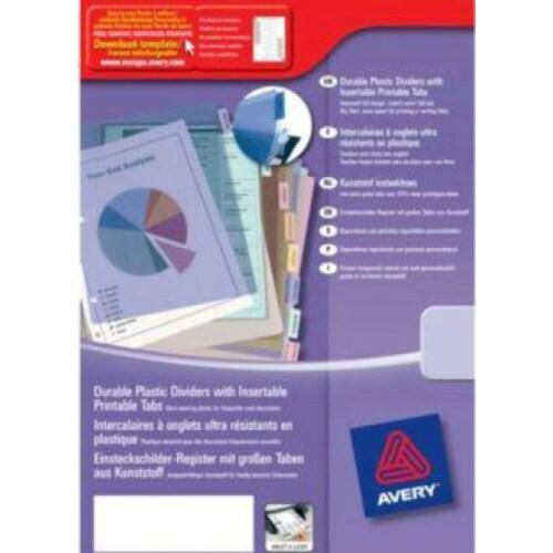 AVERY Lot de 10 Intercalaires à onglets bristols personnalisables 12 touches, A4, PP 180 microns - 5014702814327_0