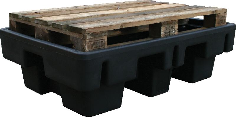 Bac de rétention PE sans caillebotis pour palette 1200 x 800 mm - 230L - noir_0