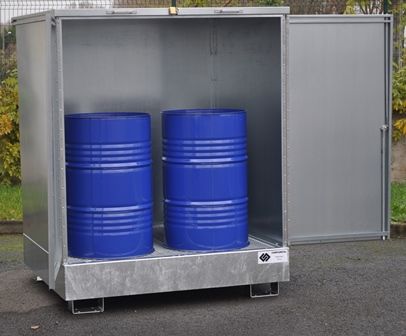 Bac de rétention acier caréné - 4 fûts de 220L - protection intempéries et vandalisme_0