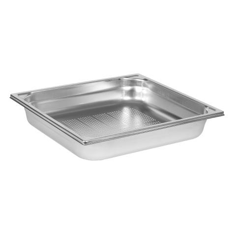 BAC GASTRONORME PERFORÉ INOX - SANS ANSE - GN 2/3 PROFONDEUR 6.5 CM