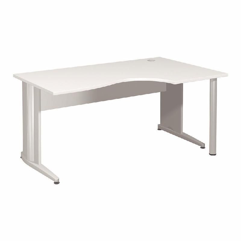 BUREAU COMPACT RETOUR À DROITE ACTIVITY 2 - L. 160 X P. 100 CM - PLATEAU BLANC - PIEDS L 'ALUMINIUM'