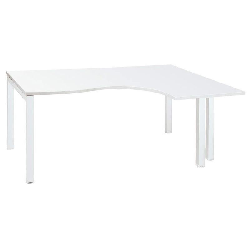BUREAU COMPACT RETOUR A DROITE ACTUAL - L. 160 X P. 120 CM - PLATEAU BLANC - 4 PIEDS BLANCS