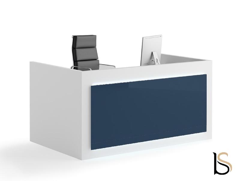 Bureau comptoir bas avant - Ofitres : accueil design - 129, Blanc, Non, Bleu brillant_0