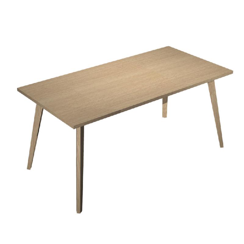 BUREAU DROIT HALDEN L.160 X 80 CM PIEDS INCLINES EN BOIS MASSIF - CHENE