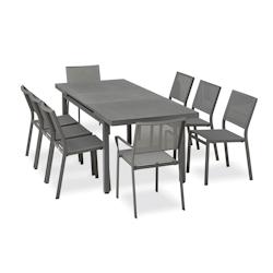 DCB GARDEN Ensemble repas de jardin 8 places en aluminium - DANIA - gris aluminium DANIA-TB210SN+6CH2FT_0