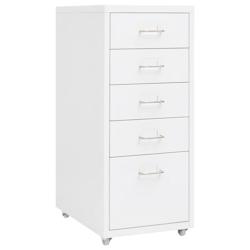 Décoshop26 - Caissons à tiroirs meuble de bureau sur roulettes 5 tiroirs 28 x 41 x 69 cm en métal blanc DEC024569 - blanc 3000254778387_0
