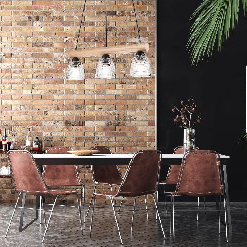 ENVOSTAR TISAN SUSPENSION BOIS/VERRE À 3 LAMPES