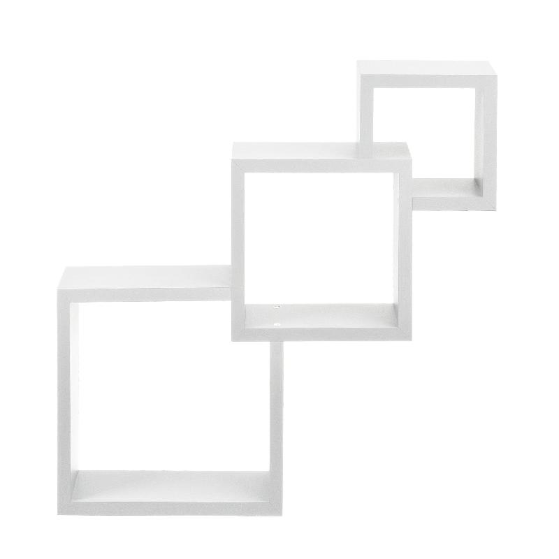 Étagère murale design rétro - Blanc mat - MDF laqué - Dimensions 48x48x9cm - Réf. 03_0001728_0