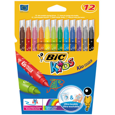 ETUI DE 12 FEUTRES DE COLORIAGE BIC KIDS COULEUR - POINTE MOYENNE - COLORIS ASSORTIS