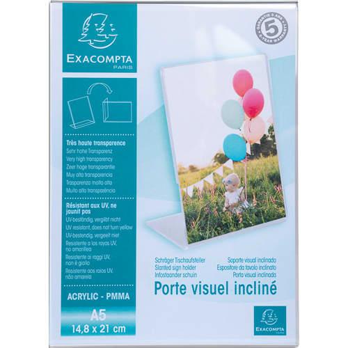 Exacompta - Porte-visuel incliné vertical format A5 en cristal 85058D - Transparent et résistant aux UV_0