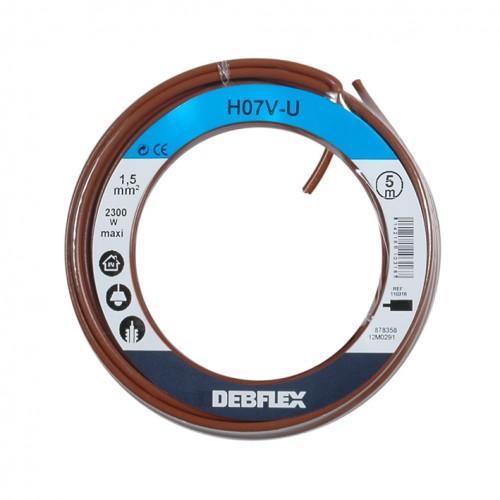 FIL RIGIDE HO7V-U - 1,5 MM² - 5 M - MARRON DEBFLEX