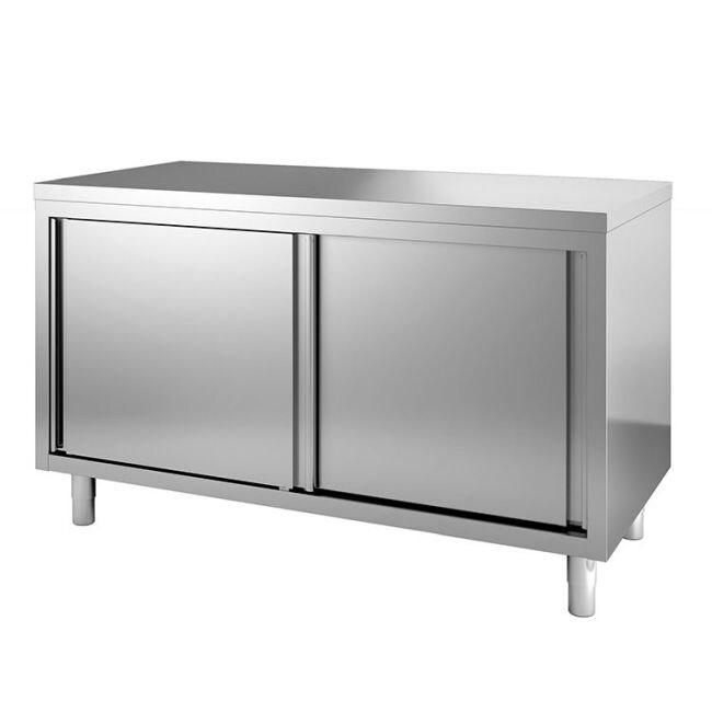 Gastro-Inox Armoire de travail en inox avec portes coulissantes 1900x600x880mm - inox 7445908535552_0