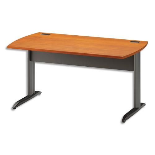 Gautier office table bureau pied métal avec voile de fond jazz aulne gris anthracite l160 x h74 x p80 cm_0