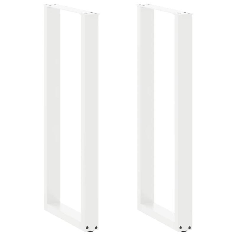 Helloshop26 - Lot de 2 pieds de table de bar en U 50 x 110-111 cm avec niveleurs réglables design moderne en acier blanc 02_0057485 - blanc acier 300_0