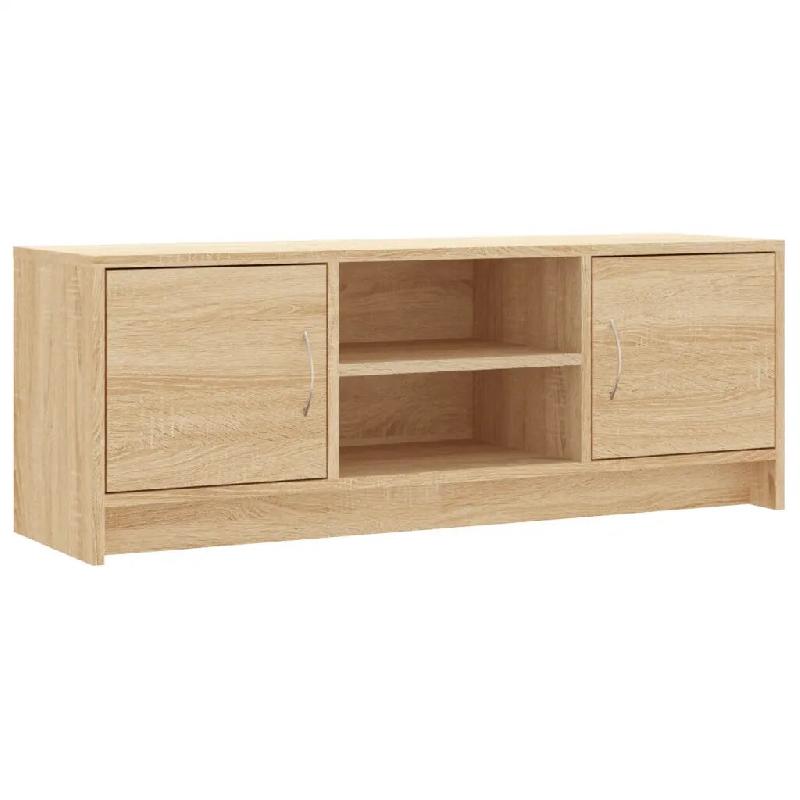 Helloshop26 - Meuble TV moderne pratique avec grand espace de rangement 102 x 30 x 37 cm en bois d'ingénierie chêne sonoma 02_0048483 - Bois massif_0