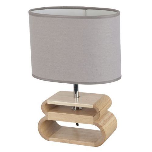 LAMPE PIED BOIS ABAT-JOUR OVALE LIN OSLO CIMENT - COREP