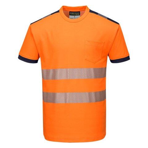 LOT DE 2 - PORTWEST T181 T-SHIRT HV PW3 ORANGE/MARINE - TAILLE XXXL
