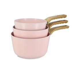 Menastyl - Lot De 3 Casseroles Colorama En Aluminium Recycle Rose Induction - 3256391043226_0