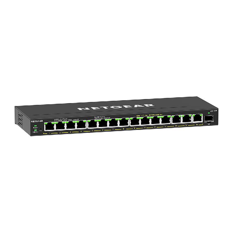NETGEAR GS316EP-100PES commutateur réseau Géré Gigabit Ethernet (10/100/1000) Connexion Ethernet, supportant l'alimentation via ce port (PoE) Noir_0