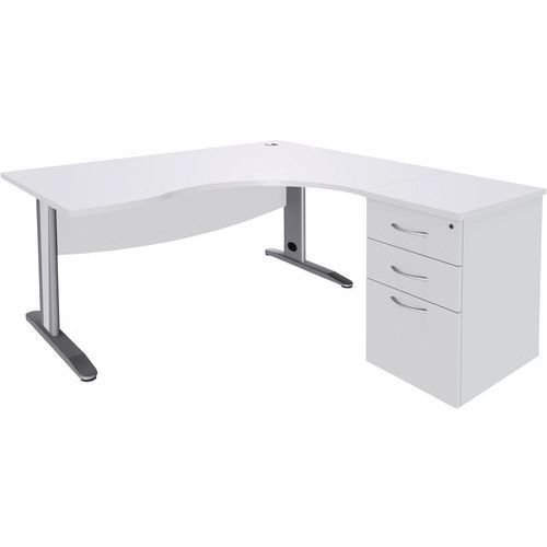 PACK QUATUOR PIED L MÉTAL ASYM 180 RET DROIT+CAISS HB 60 BLANC/ALU - MANUTAN EXPERT