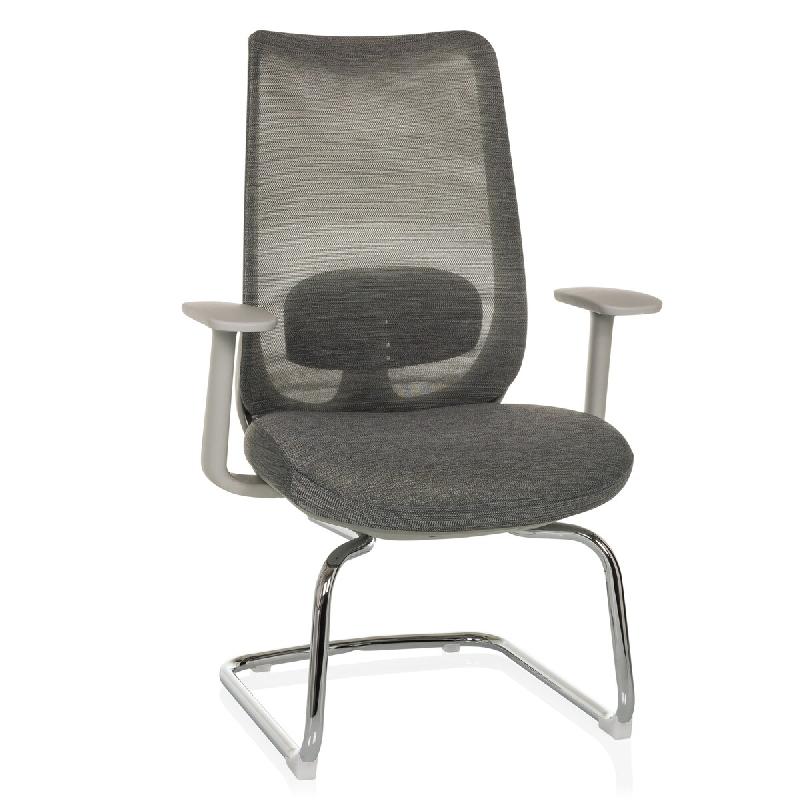 Piétement luge / Siège visiteur MILESTON V résille / Tissu gris hjh OFFICE - gris polyester 751016_0