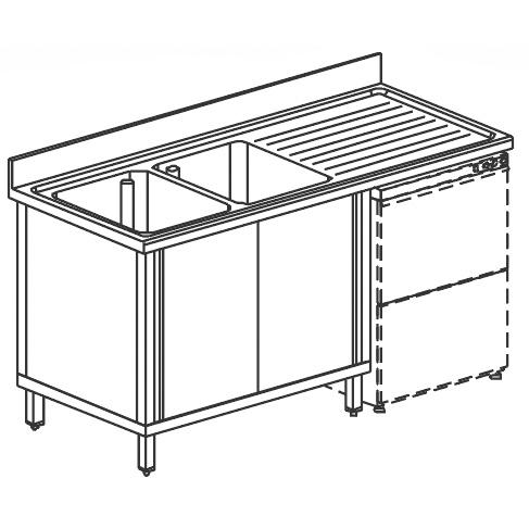 Plonge sur armoire inox 2 portes coulissantes 2 bacs à gauche - 180... - PSLA2LD1806_0