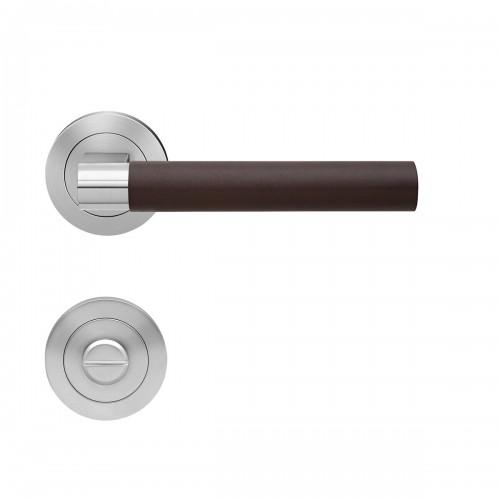 POIGNÉES DE PORTE SUR ROSACES RONDES SÉRIE ER 45LD MADEIRA - SATINÉ -CONDAMNATION KARCHER DESIGN
