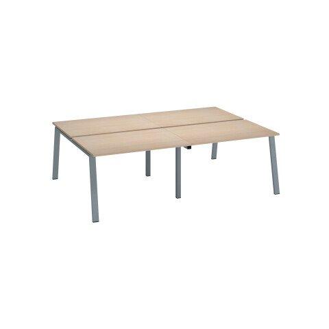 PÔLE 4 BUREAUX ECLA CHÊNE CLAIR L 120 X P 80 CM PIÈTEMENT MÉTAL ALUMINIUM