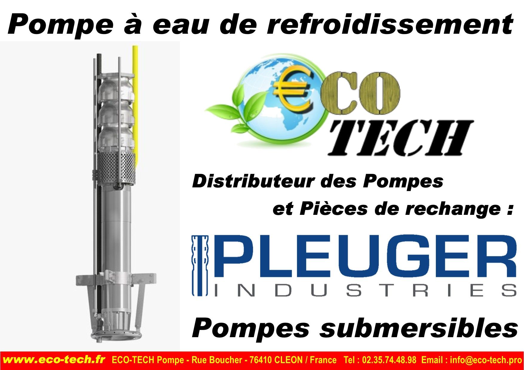 Pompe à eau de refroidissement Pleuger - pièces de rechange avec garniture mécanique - distributeur France ECO-TECH_0