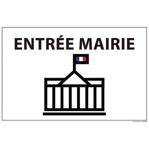 SIGNALISATION ENTRÉE MAIRIE FOND BLANC 300X200MM PVC