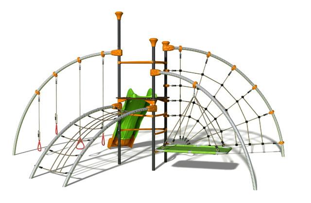 Structure de jeux Evo-Foly - 1 tour centrale, 5 agrès - Structure pour aire de jeux_0