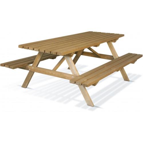 TABLE PIQUE NIQUE EN BOIS AVEC BANCS - LONGUEUR 200 CM - TEAM JARDIPOLYS