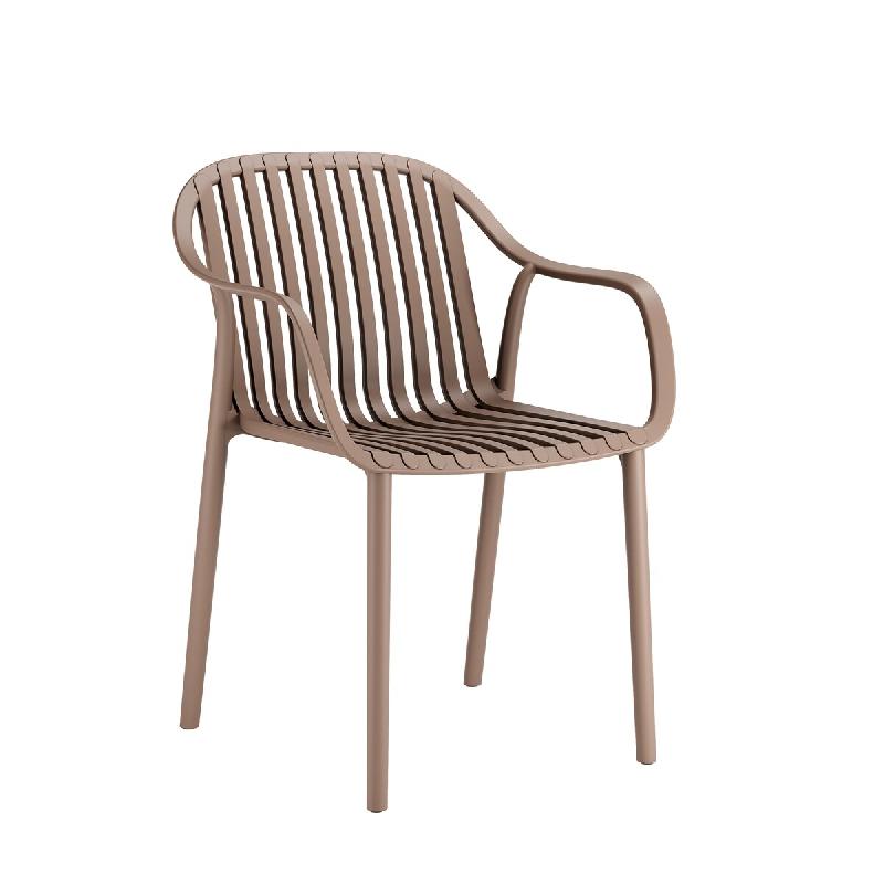 TIGAONE Fauteuil SALOU en polypropylène style minimaliste pour extérieur - marron plastique polypropylène 3701680320507_0