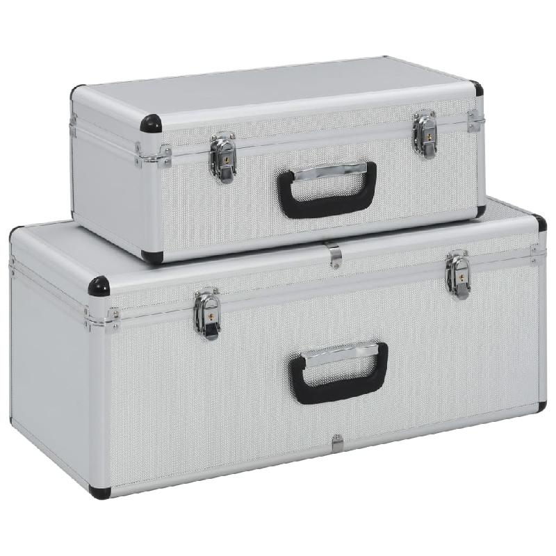 Vidaxl boîtes de rangement 2 pcs argenté aluminium 91850_0