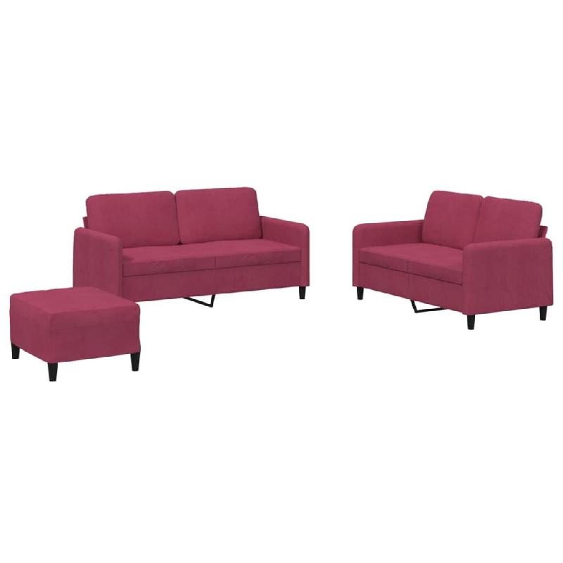 VidaXL Ensemble de canapés 3 pcs rouge bordeaux velours Modèle Nova Vision Plus - 3201988_0