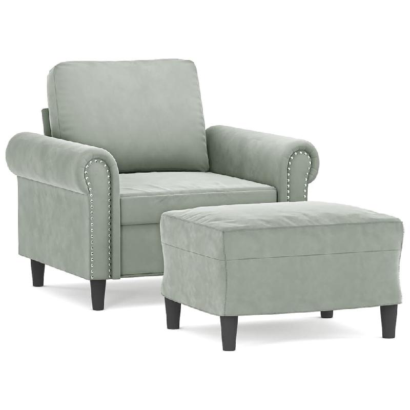 VidaXL Fauteuil avec repose-pied Gris clair 60 cm Velours Modèle Orion Master Urban - 3201205_0