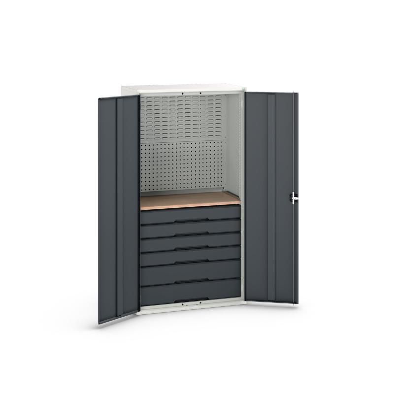 Armoire Mini Atelier Verso - 6 tiroirs, 1 habillage, 1 plateau, châssis en acier robuste - 1050x550x2000 mm_0