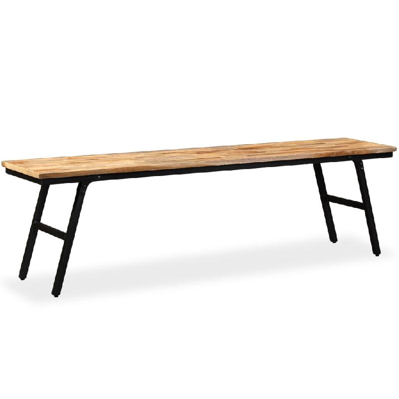 Banc banquette - Teck de récupération et acier - 160 x 35 x 45 cm - Pieds pliables - 02_0010921_0