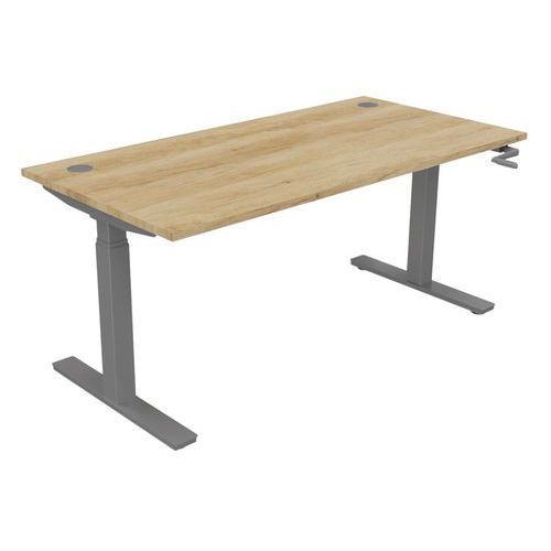 BUREAU HAUT.RÉGLABLE MANIVELLE EVO 160X80 CM CHÊNE VIEILLI/ALU - BURONOMIC