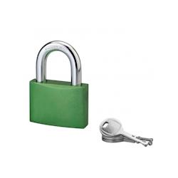 Cadenas à clé Bombe, alu, 60mm, anse acier cémenté, 3 clés - SP - vert 3150268281165_0