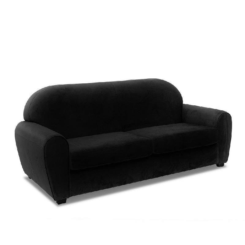 Canapé fixe club 3 places - design vintage anglais - polyuréthane noir - fabrication italienne_0