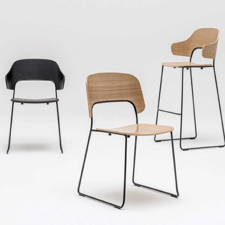Chaise conférence ALFI - Design scandinave, structure traineau, empilable par 5_0