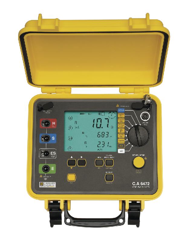 CHAUVIN ARNOUX - CA 6472 - Contrôleur de terre et pylônes, résistivité des sols, couplage et continuité - Mesure sélective - USB - IP53 - Livré avec adaptateur/chargeur secteur et 2 pinces C18_0