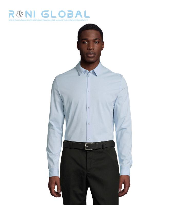 Chemise homme en jersey mercerisé - NEOBLU BALTHAZAR SOL'S - 100% coton, manches longues, col italien_0