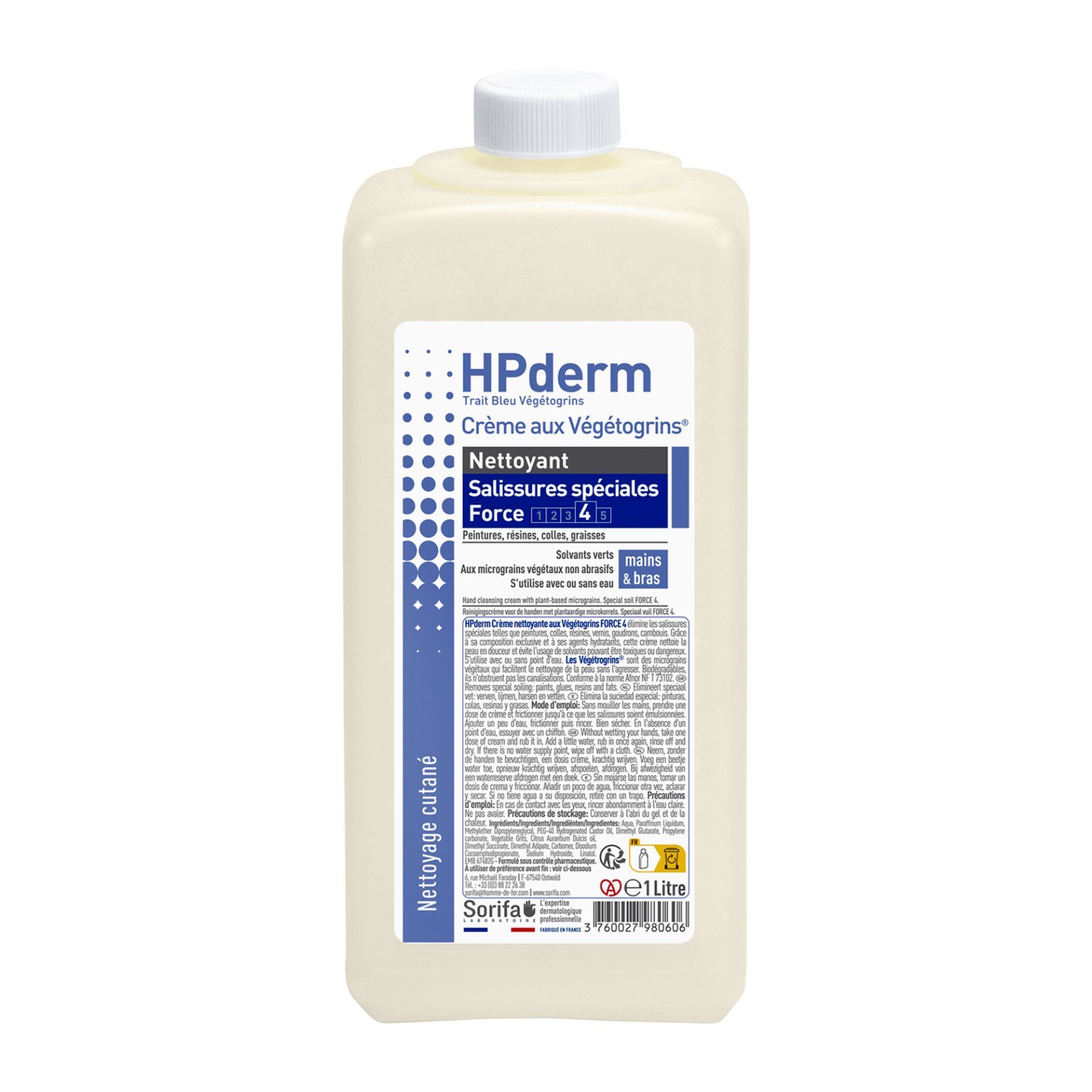 Crème nettoyante aux végétogrins Salissures Spéciales - HPDERM® FORCE 4 - 1L_0