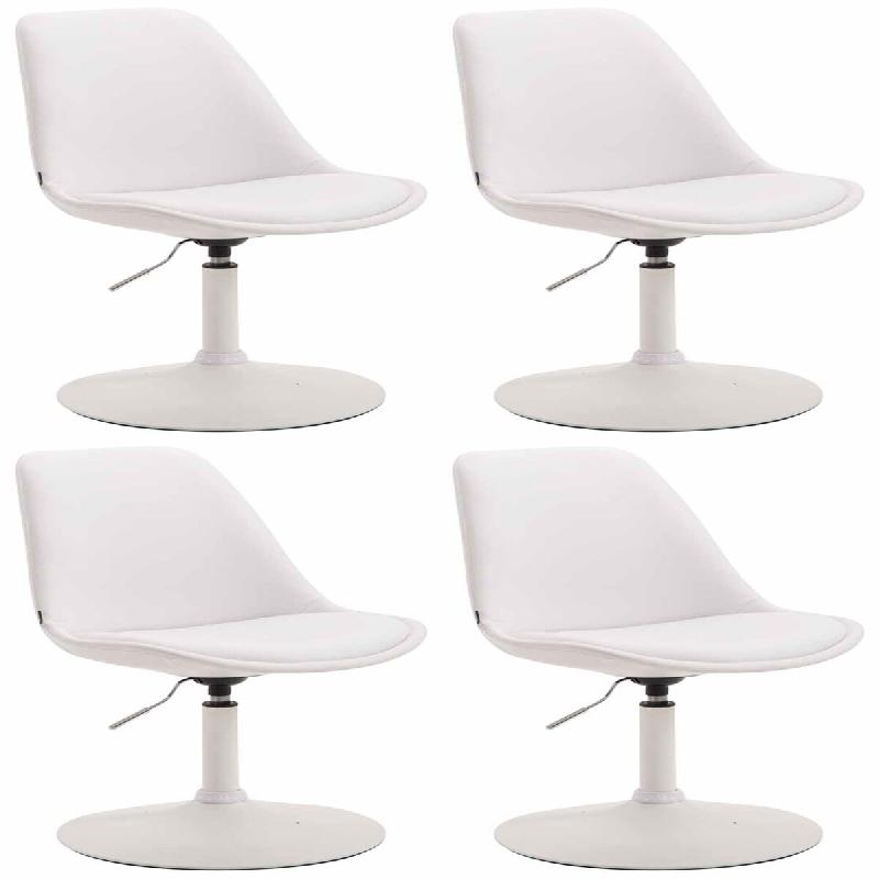Décoshop26 - Lot de 4 chaises de salle à manger pivotante hauteur réglable en PVC blanc et pied trompette en métal blanc 10_0008514 - blanc métal_0
