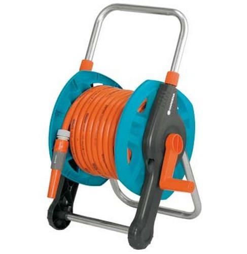 Dévidoir d'arrosage portable + tuyau 20 m - 13 mm_0