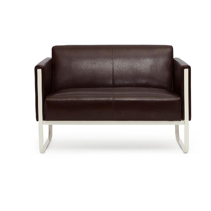 Divan lounge ARUBA cadre argentin similicuir 2 places marron hjh OFFICE - marron plastique 713325_0