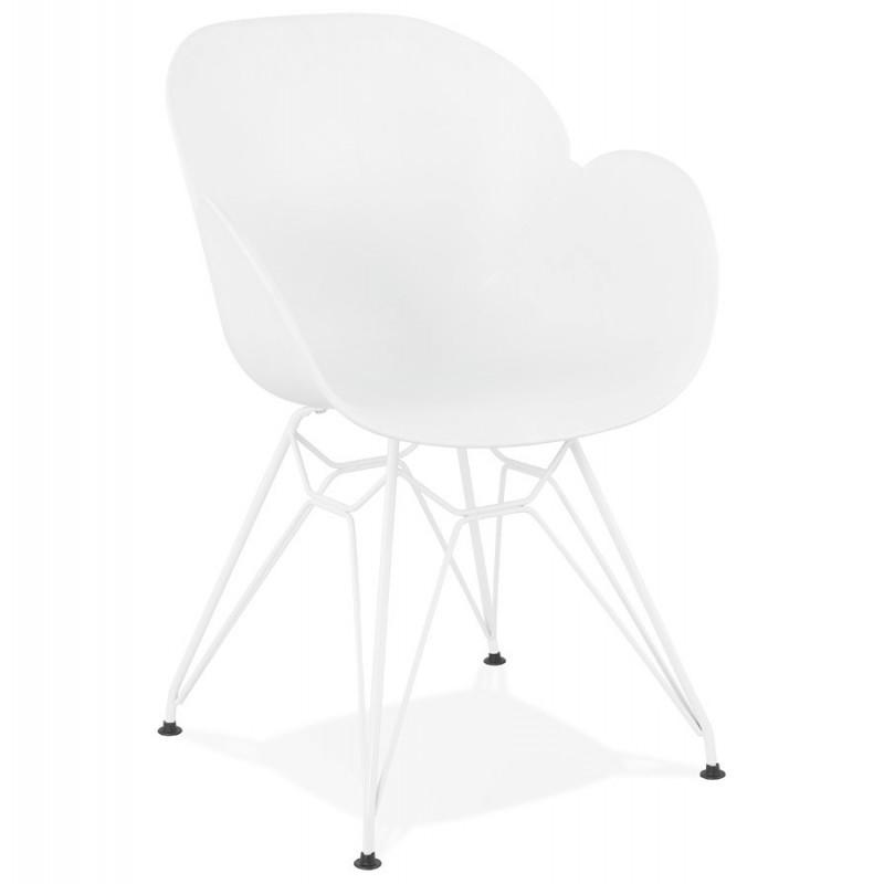 Fauteuil design Calypso 85 cm blanc - Paris Prix - métal & polypropylène - protection pour sols_0