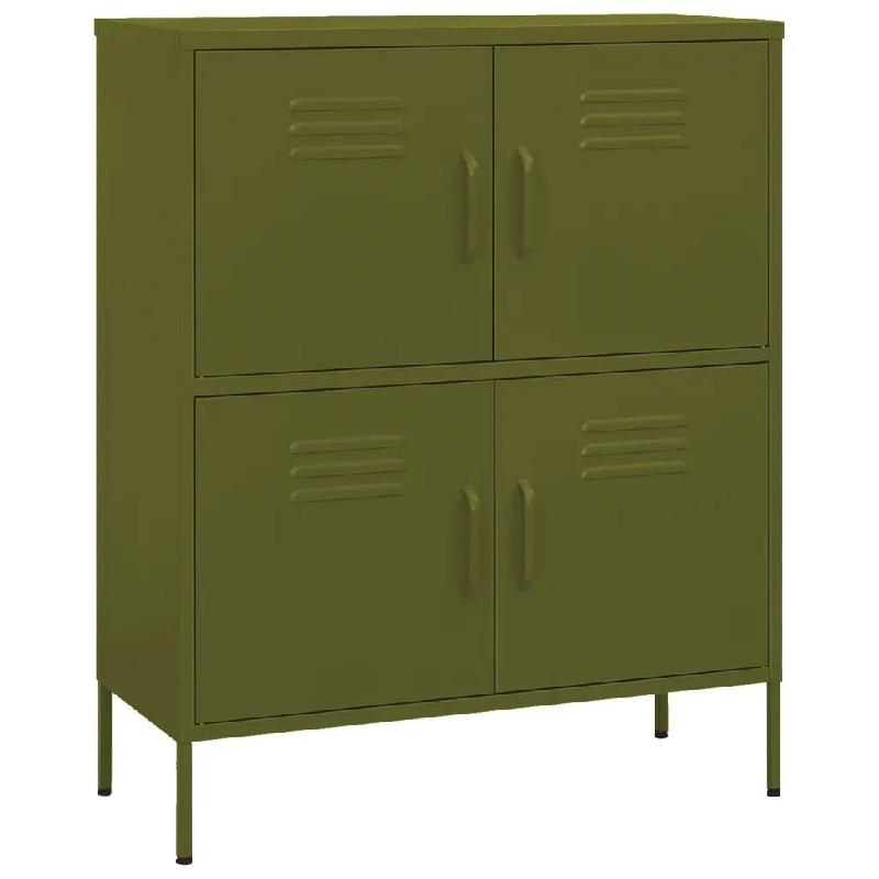 Helloshop26 - Armoire de rangement moderne avec 2 étagères réglables 80 x 35 x 101 cm en acier vert olive 02_0046826 - vert acier 3000234448996_0